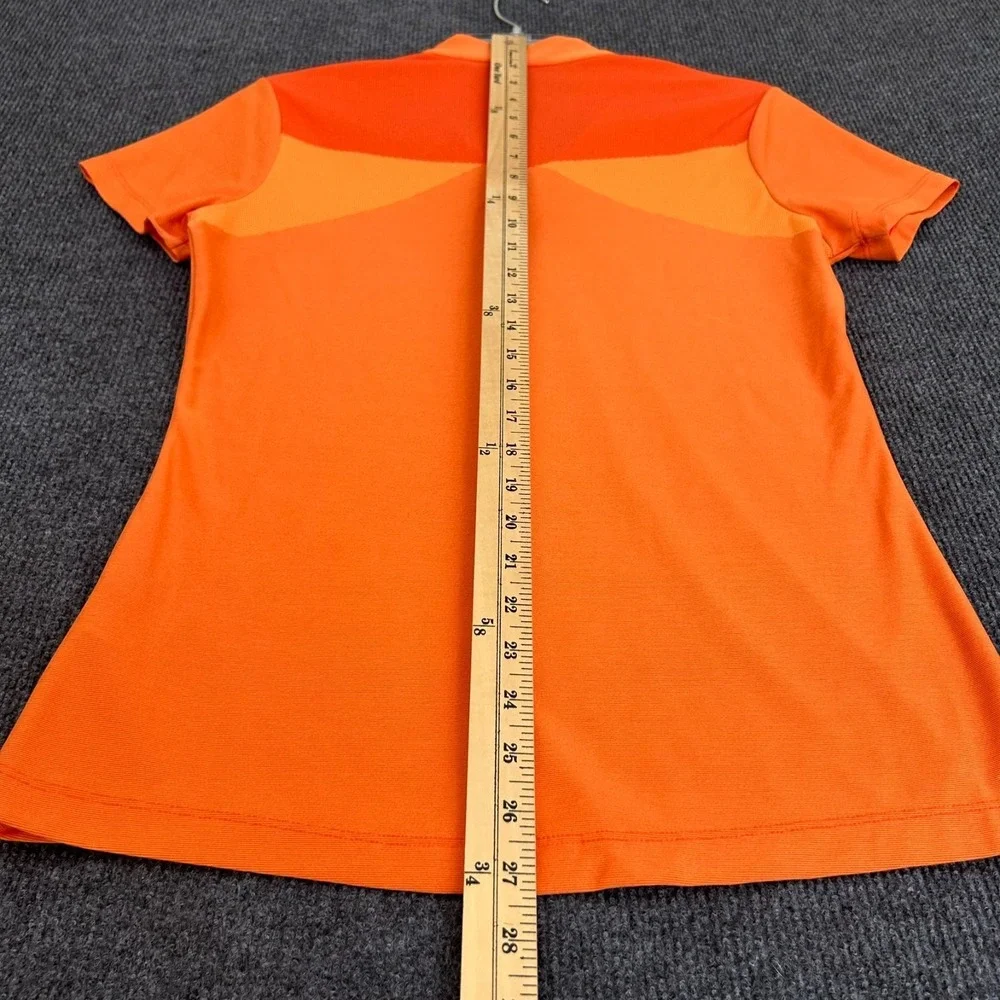 NIKE Golf Dri-Fit Women's Shirt Medium Short Sleeve V-Neck Orange Sporty Stretch - Picture 6 of 8